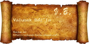 Valusek Béla névjegykártya